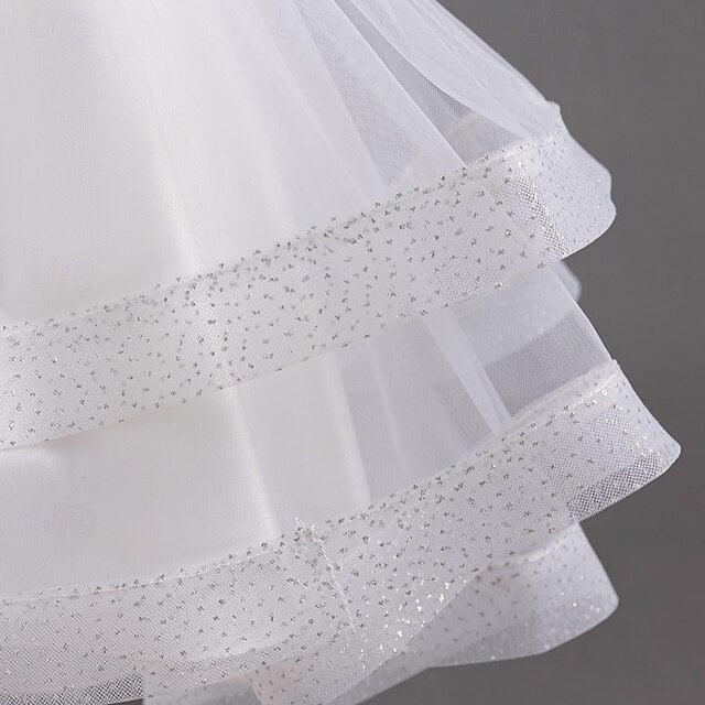 Short Color Kids Solid Wedding Dress Party Sleeve Girls'