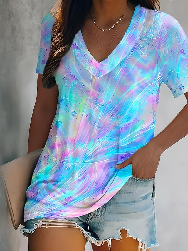 Women's T Shirt Summer Tops Tie Dye Casual Sleeveless Short