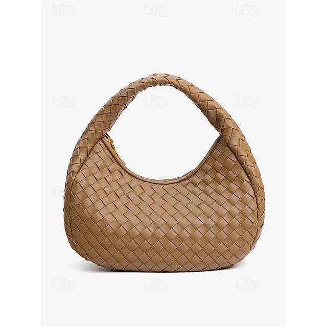 Chic Leather – Hobo Round Ivory Women's Bag Woven Elegant