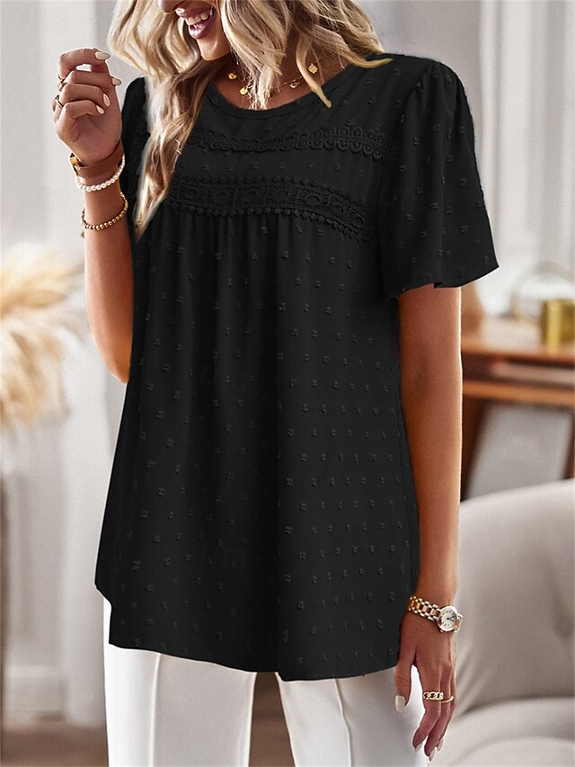 Women's Shirt Blouse Solid Color Stylish Casual Short