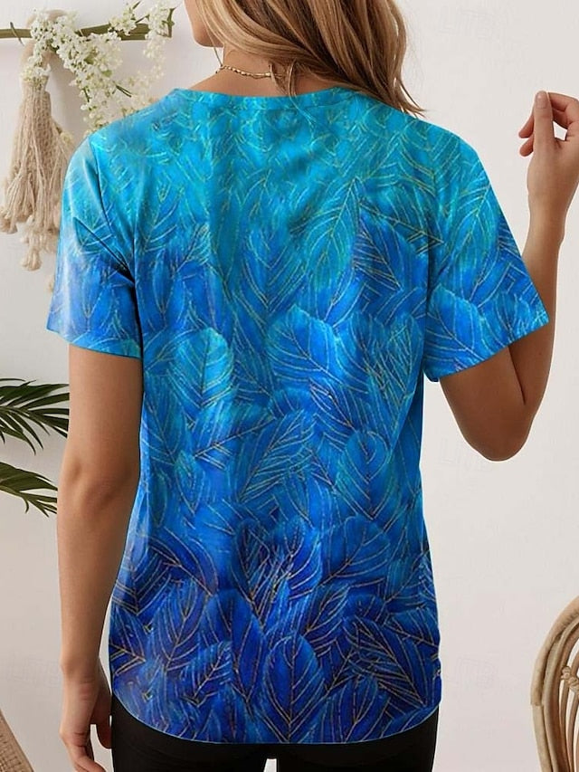 Women's T Shirt Floral Casual Short Sleeve Round Neck