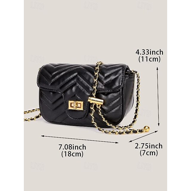 Crossbody Chain Gold Leather Elegant Bag White with Women's