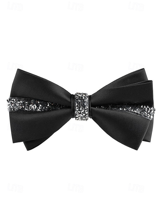 Crystal Embellishment with – Burgundy Elegant Tie Satin Bow