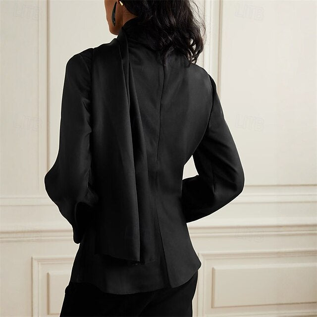Women's Blouse Dressy Tops Ruched Patchwork Draped Solid