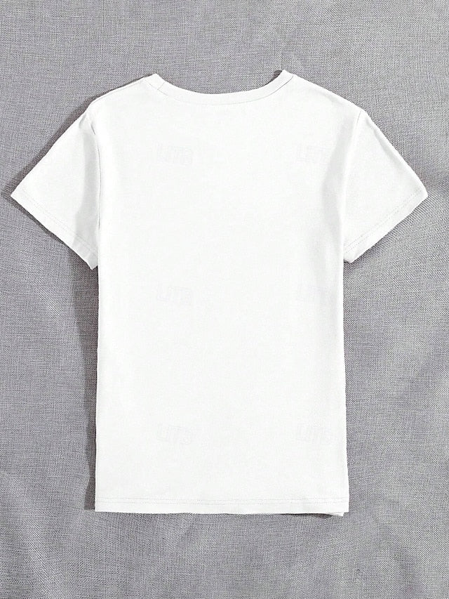 Women's T Shirt Cotton Shirt Print Letter Casual Short