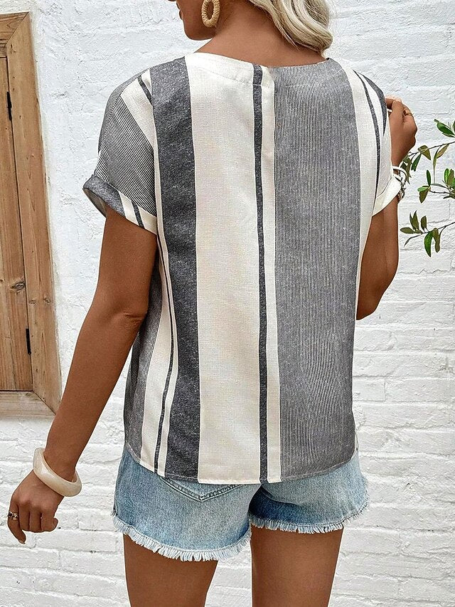 Women's T-Shirt  Linen Like Breathable Lightweight Chic