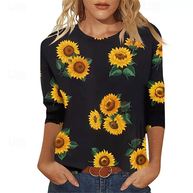 Women's T Shirt Print Floral Graphic Casual Short Sleeve