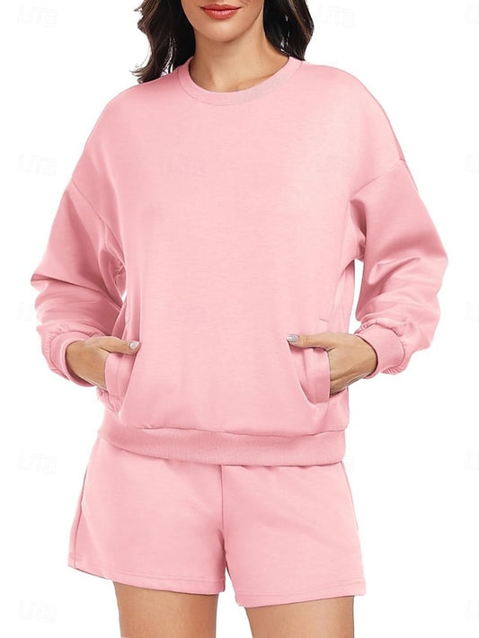 Women's Two Piece Sets Tracksuit Shorts Sets Long Sleeve