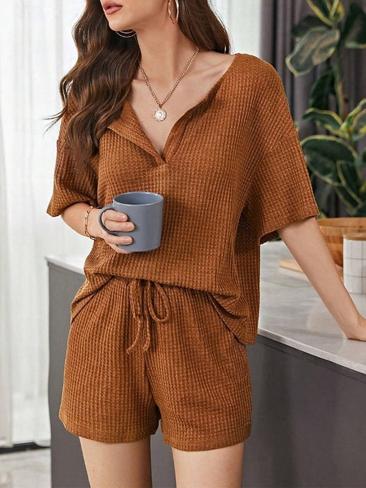 Women's Two Piece Sets Shorts Sets Short Sleeve V Neck