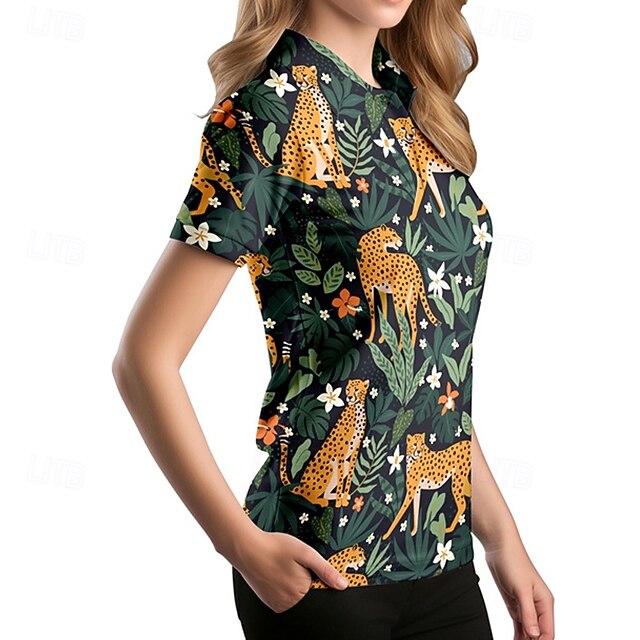Women's Animal Tennis Shirt Short Sleeves Print UPF50+