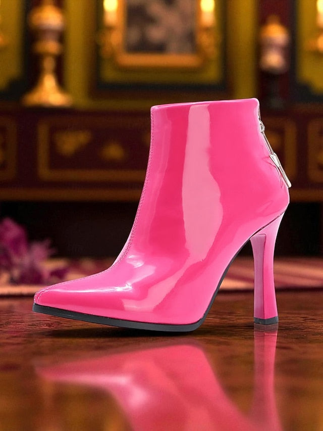 Heel Boots Faux Ankle Gold Fur Women's Lining Stiletto with