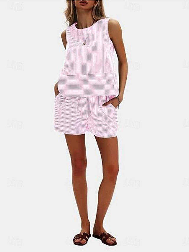 Women's Shorts Sets Bolero Top Sleeveless Round Neck