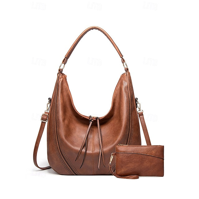 with Set Women's Hobo Wallet Faux Matching Leather Bag