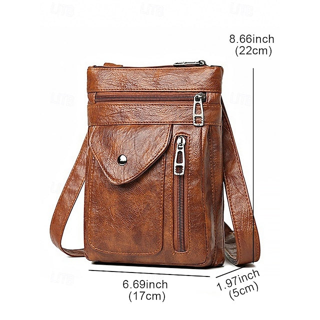 Bag Leather Vintage Faux - Crossbody Women's Multi-Pocket