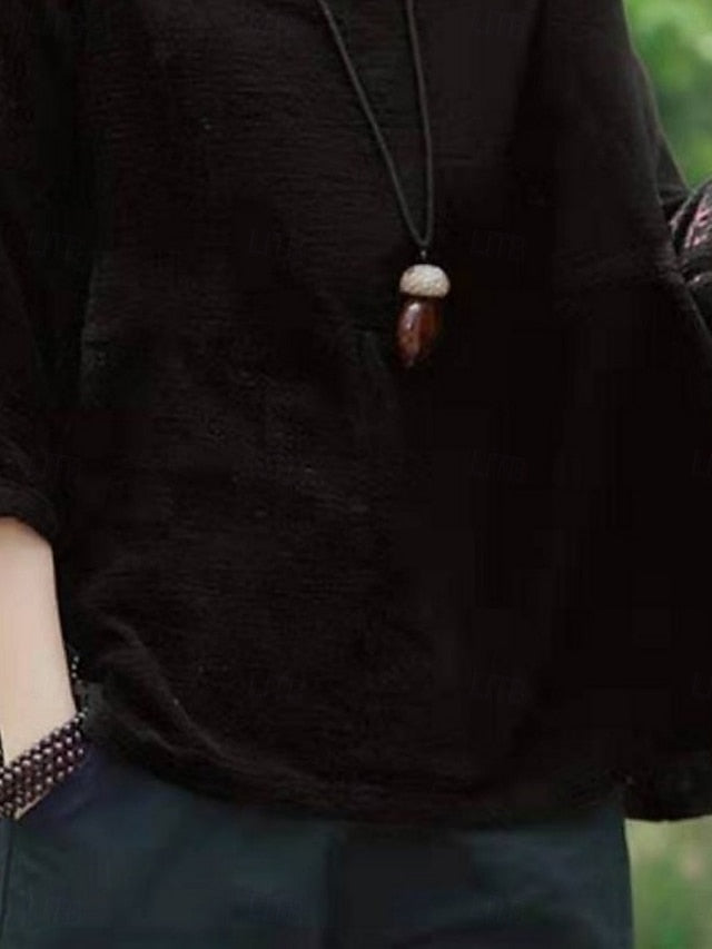 Women's Shirt Blouse Solid Color Stylish Casual 3/4 Length
