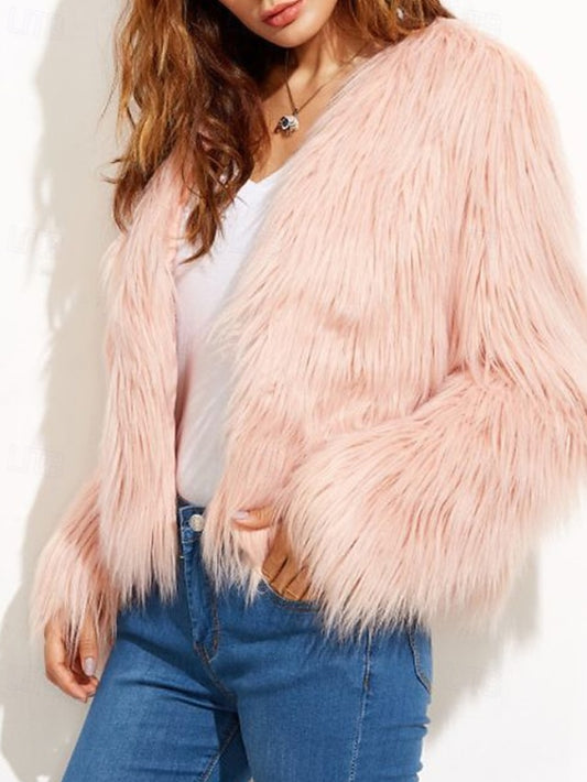 Warm Comfortable Faux Women's Fur Leathers Furs Coat