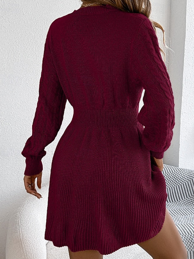 Women's Mini Dress Poly-Cotton Linen Texture Dresses