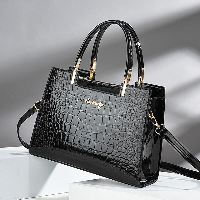 Leather | Handbag Crocodile Elegant Women's Pattern Black