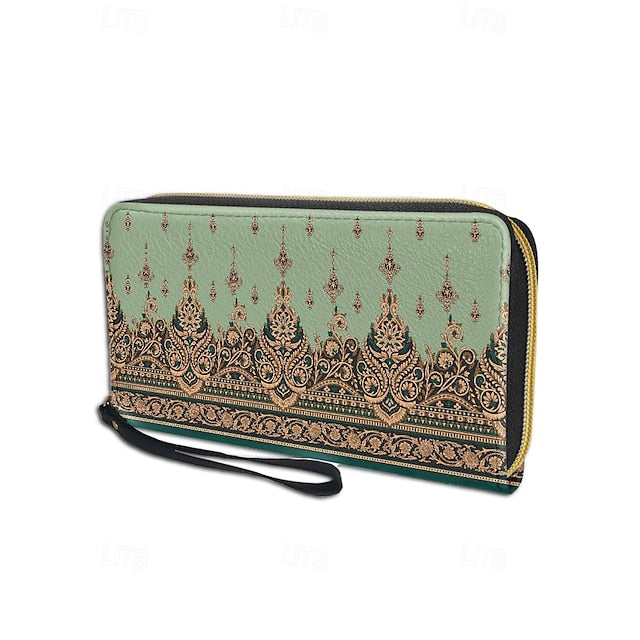 Wristlet – Floral Printed Bohemian Wallet Vintage Leather
