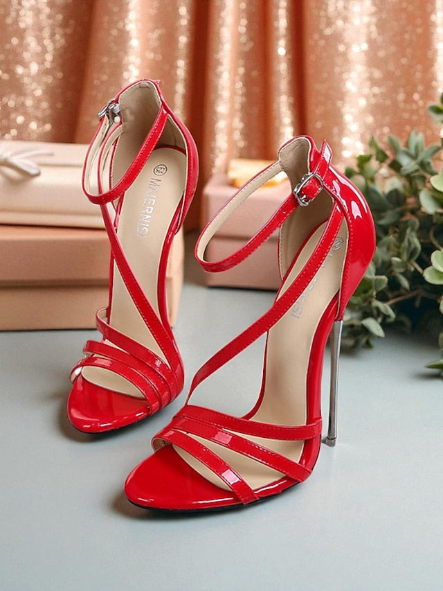 Women's Patent - PU Heels Sandals Red High Stiletto Strappy