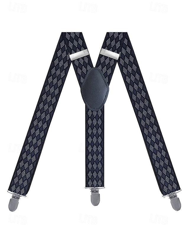 – Suspenders Classic Pattern Clip-On Argyle Men's