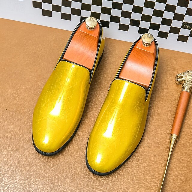 Slip-On Metallic Shiny – Men's Loafers Gold Fashionable