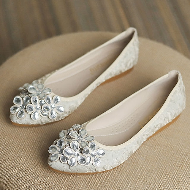 - Crystal Wedding Embellished Women's Foldable Floral Flats