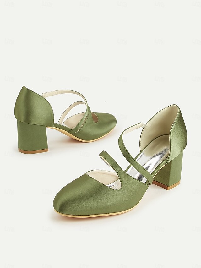 Mary Heels – 1950s Satin Elegant Women's Block Jane Green