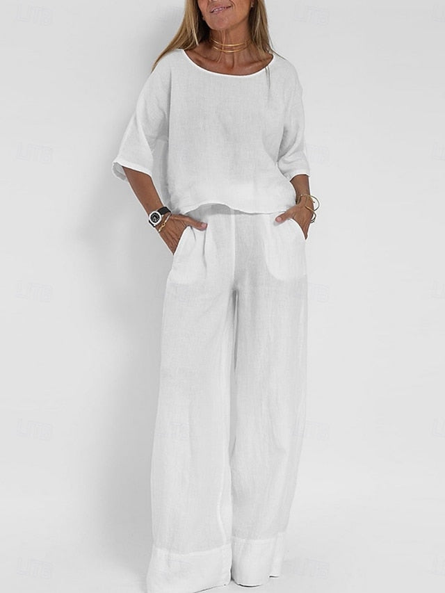 Women's Two Piece Sets Pants Sets Bolero Top Half Sleeve