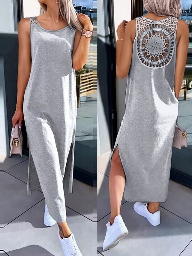 Women's Maxi Dress A Line Dress Solid Color Tank Dress