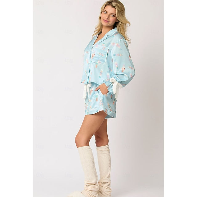 Santa Claus Sleepwear Pajamas Satin Pajama Women's Cosplay