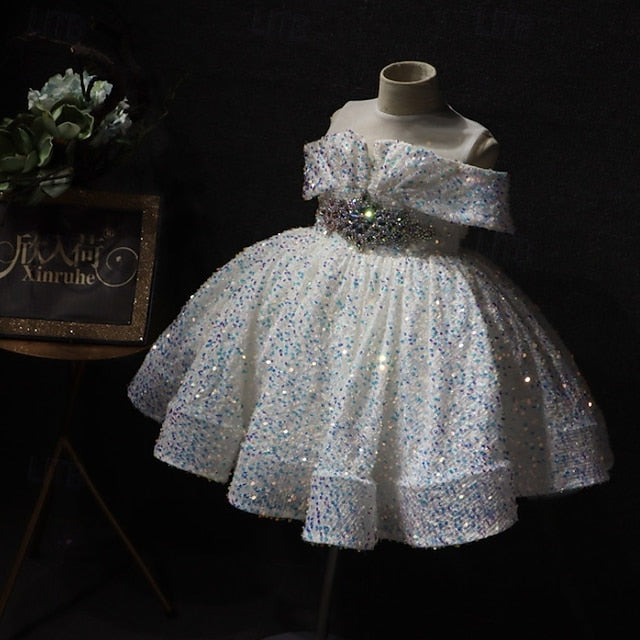 Girls' Short Dress Sleeve Solid Kids Color Party