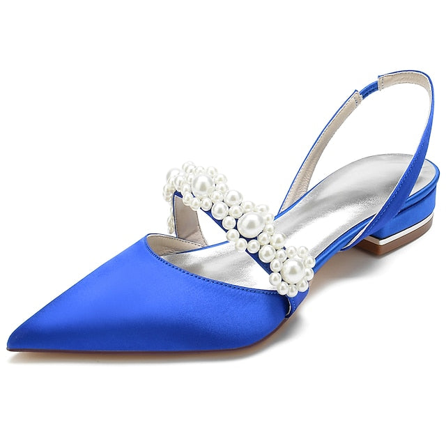 White Pearl Women's Elegant Satin Shoes with