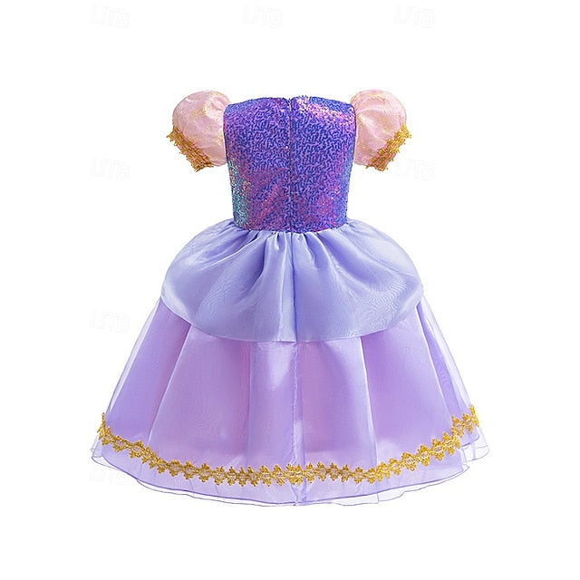 Dress Fairytale Theme Rapunzel Princess Girl Party Sofia Flower