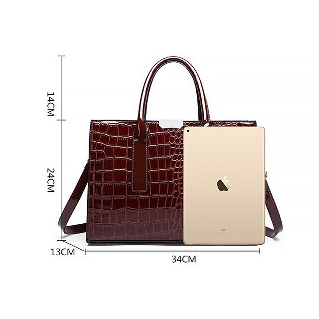 with Crocodile Leather Patent Women's Pattern Handbag Black