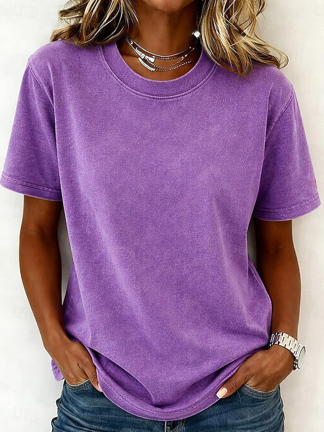 Women's 100% Cotton T Shirt Shirt Vintage Washed Tops Tee