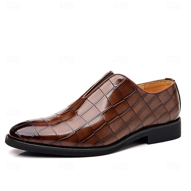 – Shoes Pattern Slip-On Burgundy Men's Crocodile