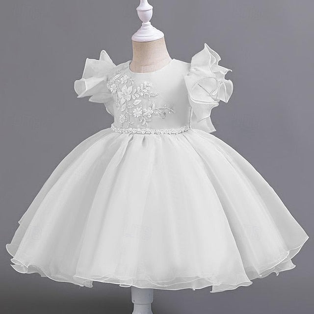 Floral Sequin Party Wedding Kids Girls' Sleeveless Dress