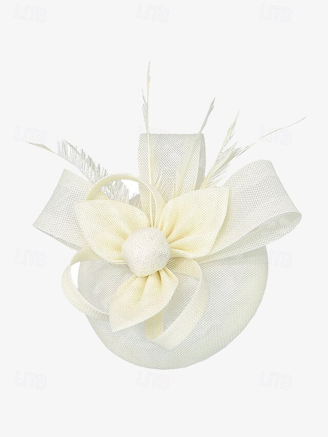 Women's Fascinator and Feather Bow Hat Green Accents with