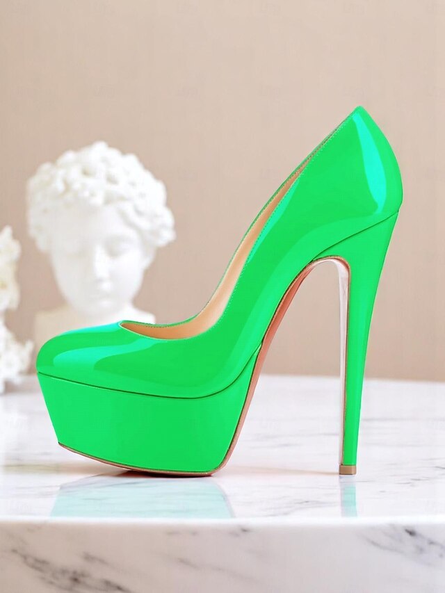 Platform Heels Patent Women's with Pointed-Toe and Black