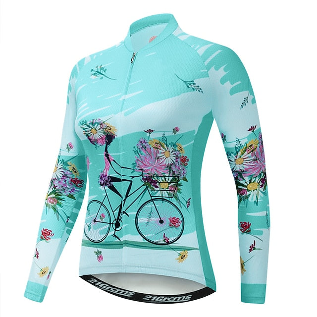 Women's Cycling Jersey Patterned Floral Botanical Flower
