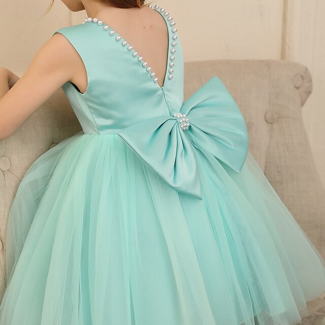 Kids Sleeveless Party Dress Wedding Girls' Color Solid