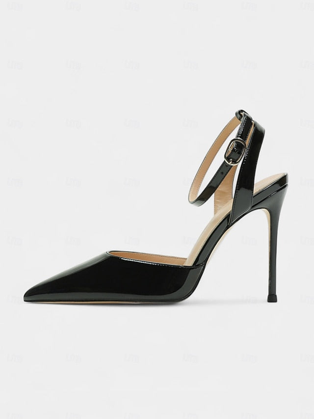 Stiletto Leather Heels Patent Nude Women's Slingback -