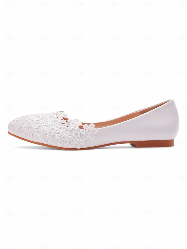 Flats Lace Women's – Ballet White Elegant for Brides