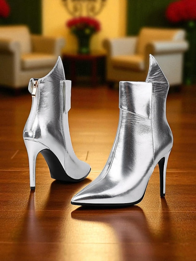 Stiletto Metallic Ankle Toe Pointed Women's Gold - Boots