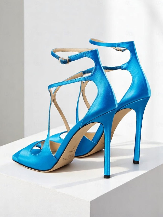 Heels Lavender Satin Crisscross Elegant - Stiletto Women's