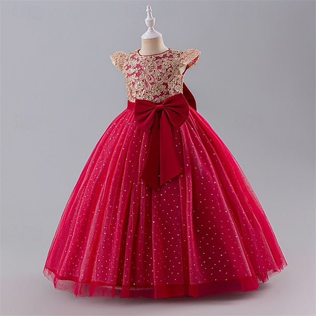 Flower Block Girl Party Color Girls' Dress Kids