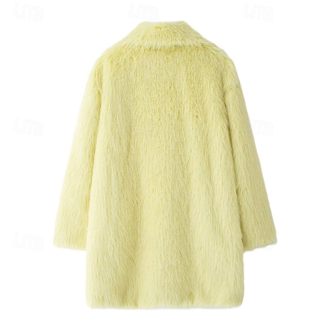 Fur Pocket Women's Furs Coat Faux Comfortable Warm
