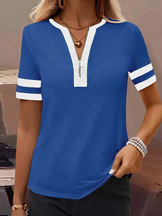 Women's T Shirt Plain Fashion Modern Casual Short Sleeve V
