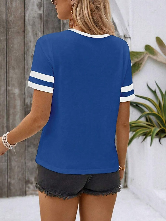 Women's T Shirt Plain Fashion Modern Casual Short Sleeve V
